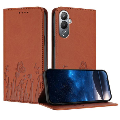 Tulips Butterfly Pattern Magnetic Vegan Leather Phone Case, For Tecno Camon 20 / Camon 20 Pro 4G, For Tecno Spark Go 2023 / Pop 7 / Pop 7 Pro, For Tecno Spark 10C, For Tecno Spark 10 4G, For Tecno Spark 10 Pro, For Tecno Pova 4, For Tecno Pova 3