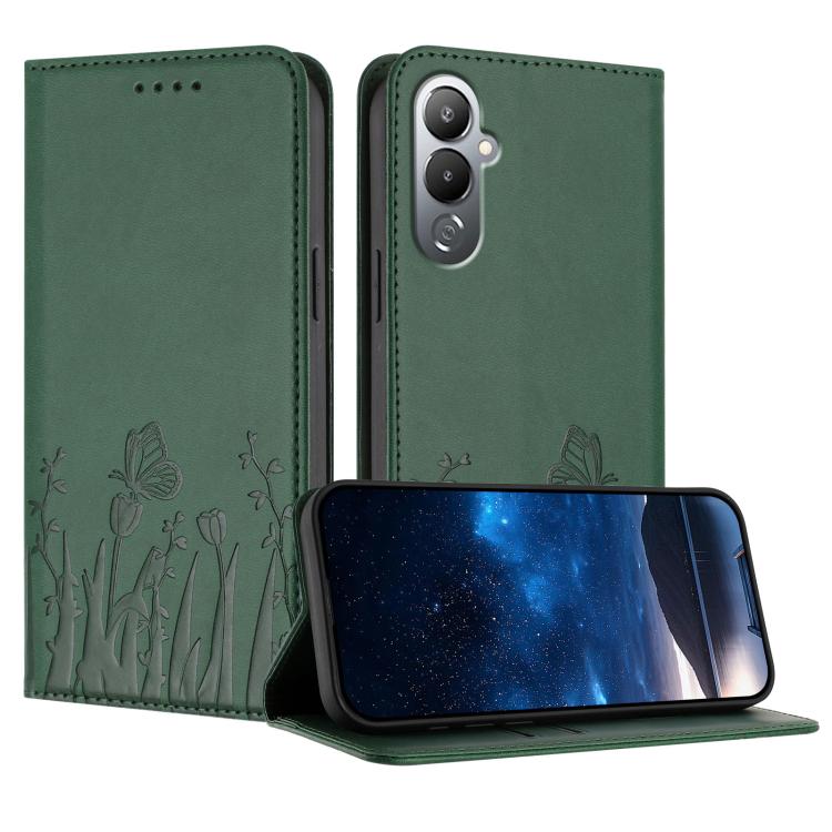 Tulips Butterfly Pattern Magnetic Vegan Leather Phone Case, For Tecno Camon 20 / Camon 20 Pro 4G, For Tecno Spark Go 2023 / Pop 7 / Pop 7 Pro, For Tecno Spark 10C, For Tecno Spark 10 4G, For Tecno Spark 10 Pro, For Tecno Pova 4, For Tecno Pova 3