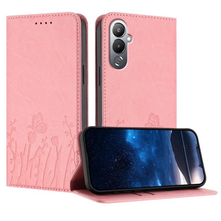Tulips Butterfly Pattern Magnetic Vegan Leather Phone Case, For Tecno Camon 20 / Camon 20 Pro 4G, For Tecno Spark Go 2023 / Pop 7 / Pop 7 Pro, For Tecno Spark 10C, For Tecno Spark 10 4G, For Tecno Spark 10 Pro, For Tecno Pova 4, For Tecno Pova 3