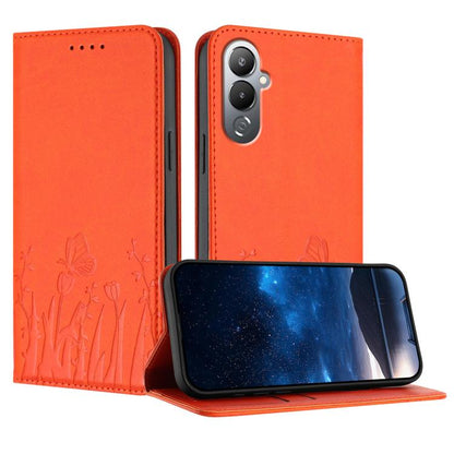 Tulips Butterfly Pattern Magnetic Vegan Leather Phone Case, For Tecno Camon 20 / Camon 20 Pro 4G, For Tecno Spark Go 2023 / Pop 7 / Pop 7 Pro, For Tecno Spark 10C, For Tecno Spark 10 4G, For Tecno Spark 10 Pro, For Tecno Pova 4, For Tecno Pova 3