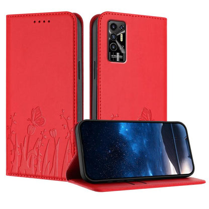 Tulips Butterfly Pattern Magnetic Vegan Leather Phone Case, For Tecno Camon 20 / Camon 20 Pro 4G, For Tecno Spark Go 2023 / Pop 7 / Pop 7 Pro, For Tecno Spark 10C, For Tecno Spark 10 4G, For Tecno Spark 10 Pro, For Tecno Pova 4, For Tecno Pova 3