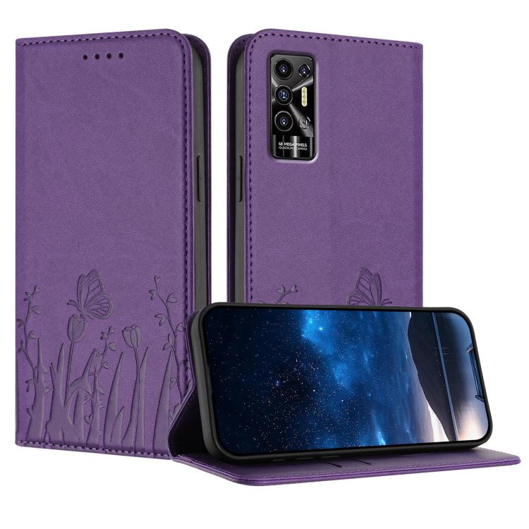 Tulips Butterfly Pattern Magnetic Vegan Leather Phone Case, For Tecno Camon 20 / Camon 20 Pro 4G, For Tecno Spark Go 2023 / Pop 7 / Pop 7 Pro, For Tecno Spark 10C, For Tecno Spark 10 4G, For Tecno Spark 10 Pro, For Tecno Pova 4, For Tecno Pova 3