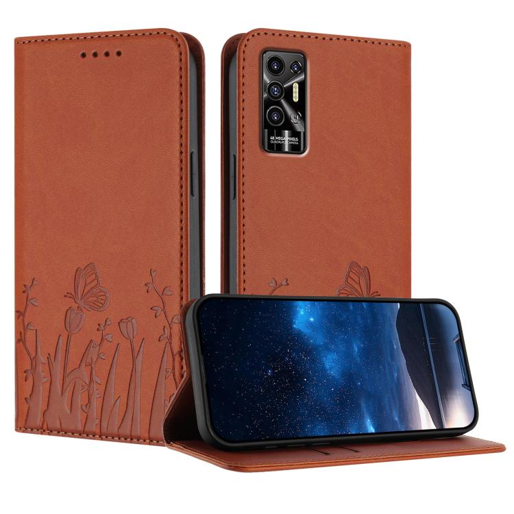 Tulips Butterfly Pattern Magnetic Vegan Leather Phone Case, For Tecno Camon 20 / Camon 20 Pro 4G, For Tecno Spark Go 2023 / Pop 7 / Pop 7 Pro, For Tecno Spark 10C, For Tecno Spark 10 4G, For Tecno Spark 10 Pro, For Tecno Pova 4, For Tecno Pova 3