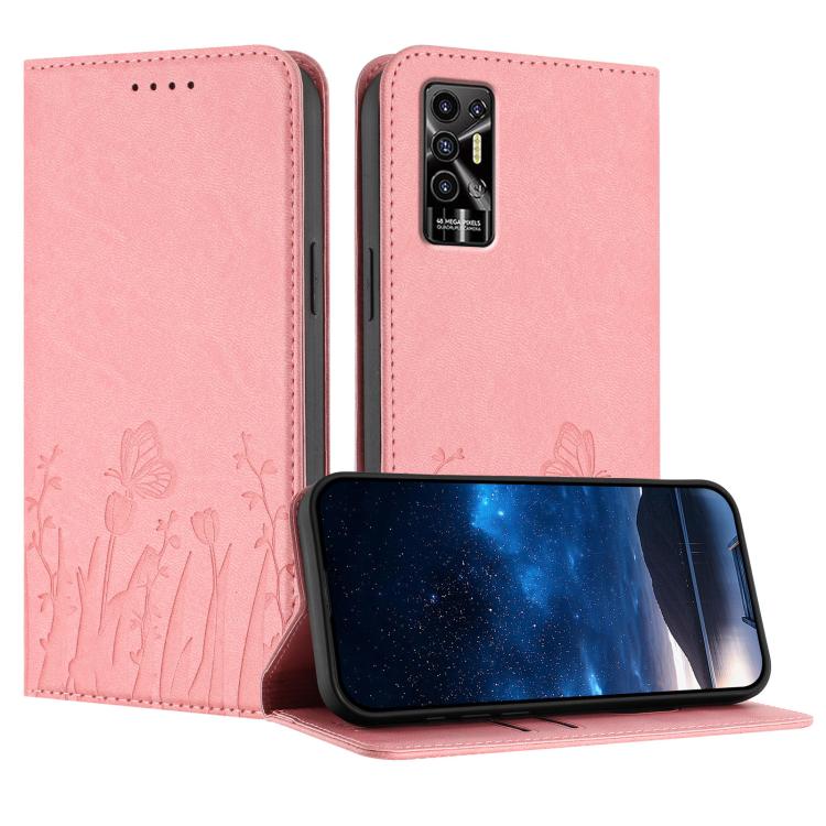 Tulips Butterfly Pattern Magnetic Vegan Leather Phone Case, For Tecno Camon 20 / Camon 20 Pro 4G, For Tecno Spark Go 2023 / Pop 7 / Pop 7 Pro, For Tecno Spark 10C, For Tecno Spark 10 4G, For Tecno Spark 10 Pro, For Tecno Pova 4, For Tecno Pova 3