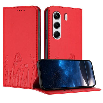 Tulips Butterfly Pattern Magnetic Vegan Leather Phone Case, For Tecno Camon 40 Pro 4G, For Tecno Camon 40 Premier, For Tecno Camon 40, For Tecno Camon 40 Pro 5G, For Tecno Spark 30C 5G / Pop 9 5G, For Tecno Spark Go 1 / Pop 9 4G, For Tecno Camon 30S   ...