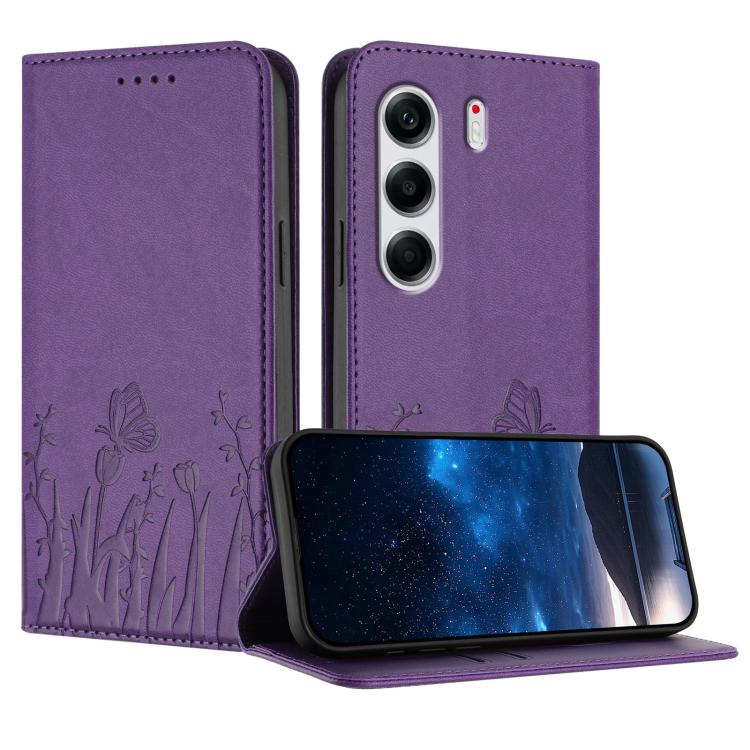Tulips Butterfly Pattern Magnetic Vegan Leather Phone Case, For Tecno Camon 40 Pro 4G, For Tecno Camon 40 Premier, For Tecno Camon 40, For Tecno Camon 40 Pro 5G, For Tecno Spark 30C 5G / Pop 9 5G, For Tecno Spark Go 1 / Pop 9 4G, For Tecno Camon 30S   ...