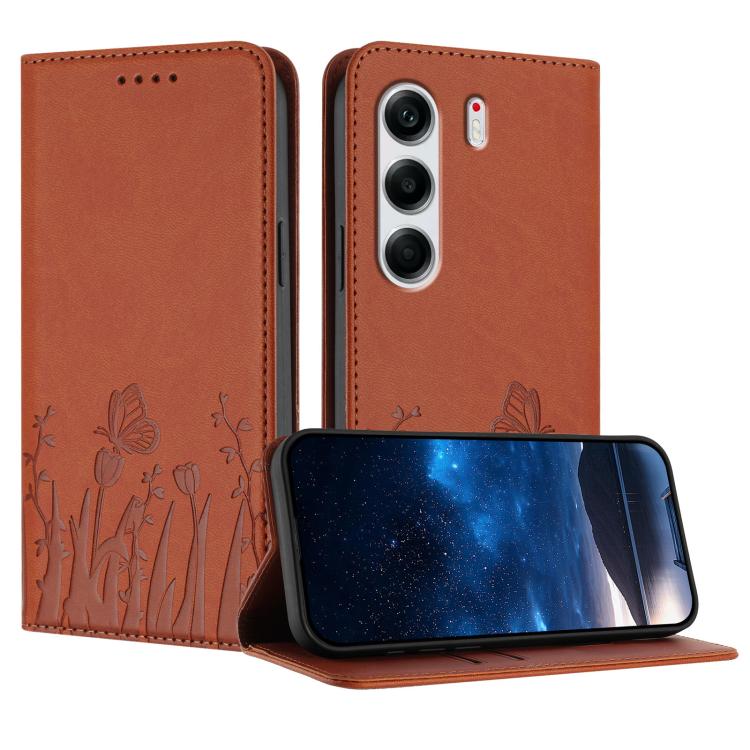 Tulips Butterfly Pattern Magnetic Vegan Leather Phone Case, For Tecno Camon 40 Pro 4G, For Tecno Camon 40 Premier, For Tecno Camon 40, For Tecno Camon 40 Pro 5G, For Tecno Spark 30C 5G / Pop 9 5G, For Tecno Spark Go 1 / Pop 9 4G, For Tecno Camon 30S   ...