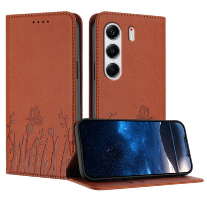 Tulips Butterfly Pattern Magnetic Vegan Leather Phone Case, For Tecno Camon 40 Pro 4G, For Tecno Camon 40 Premier, For Tecno Camon 40, For Tecno Camon 40 Pro 5G, For Tecno Spark 30C 5G / Pop 9 5G, For Tecno Spark Go 1 / Pop 9 4G, For Tecno Camon 30S   ...