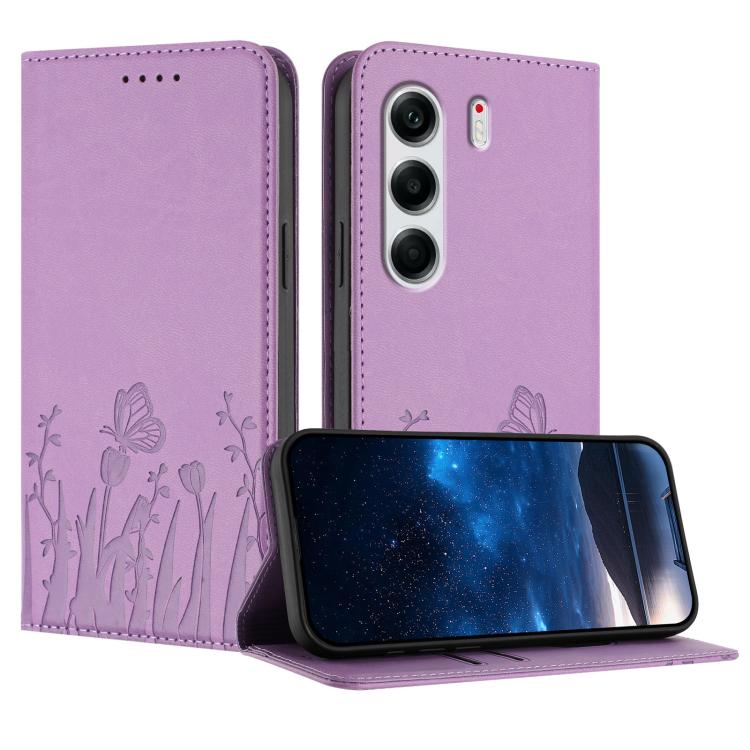 Tulips Butterfly Pattern Magnetic Vegan Leather Phone Case, For Tecno Camon 40 Pro 4G, For Tecno Camon 40 Premier, For Tecno Camon 40, For Tecno Camon 40 Pro 5G, For Tecno Spark 30C 5G / Pop 9 5G, For Tecno Spark Go 1 / Pop 9 4G, For Tecno Camon 30S   ...