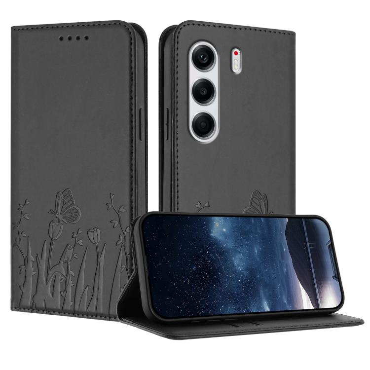 Tulips Butterfly Pattern Magnetic Vegan Leather Phone Case, For Tecno Camon 40 Pro 4G, For Tecno Camon 40 Premier, For Tecno Camon 40, For Tecno Camon 40 Pro 5G, For Tecno Spark 30C 5G / Pop 9 5G, For Tecno Spark Go 1 / Pop 9 4G, For Tecno Camon 30S   ...