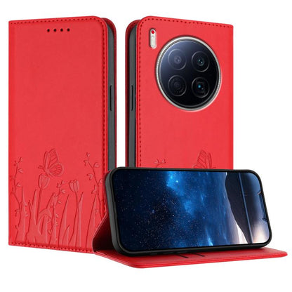 Tulips Butterfly Pattern Magnetic Vegan Leather Phone Case, For Tecno Camon 40 Pro 4G, For Tecno Camon 40 Premier, For Tecno Camon 40, For Tecno Camon 40 Pro 5G, For Tecno Spark 30C 5G / Pop 9 5G, For Tecno Spark Go 1 / Pop 9 4G, For Tecno Camon 30S   ...