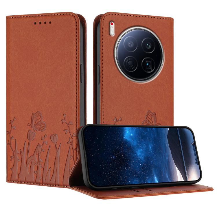 Tulips Butterfly Pattern Magnetic Vegan Leather Phone Case, For Tecno Camon 40 Pro 4G, For Tecno Camon 40 Premier, For Tecno Camon 40, For Tecno Camon 40 Pro 5G, For Tecno Spark 30C 5G / Pop 9 5G, For Tecno Spark Go 1 / Pop 9 4G, For Tecno Camon 30S   ...
