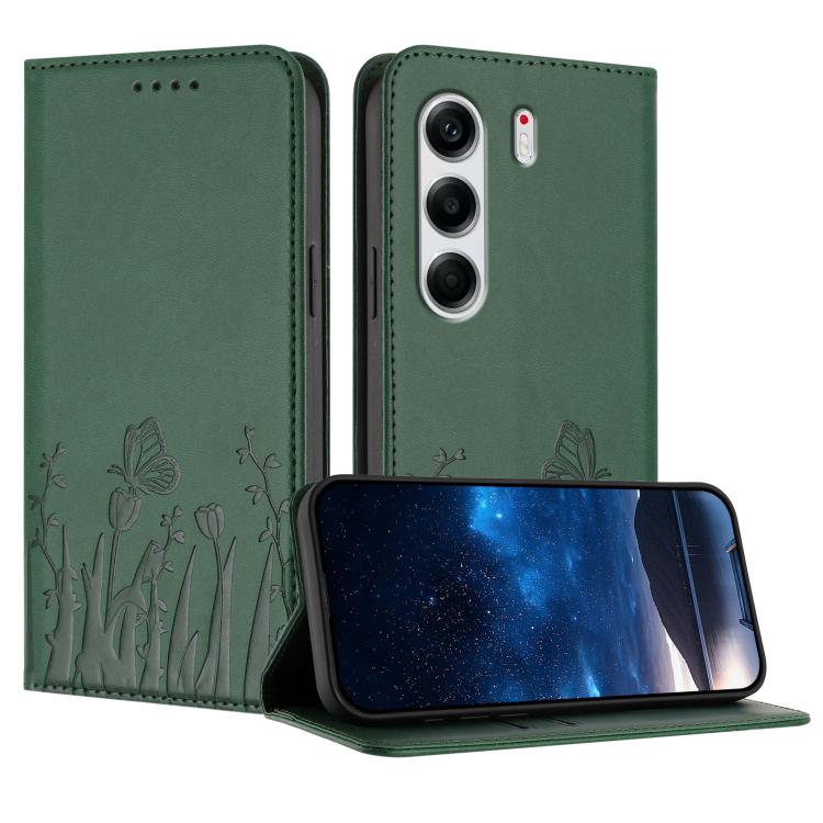 Tulips Butterfly Pattern Magnetic Vegan Leather Phone Case, For Tecno Camon 40 Pro 4G, For Tecno Camon 40 Premier, For Tecno Camon 40, For Tecno Camon 40 Pro 5G, For Tecno Spark 30C 5G / Pop 9 5G, For Tecno Spark Go 1 / Pop 9 4G, For Tecno Camon 30S   ...
