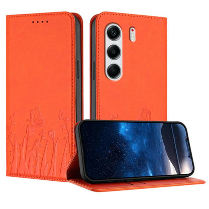 Tulips Butterfly Pattern Magnetic Vegan Leather Phone Case, For Tecno Camon 40 Pro 4G, For Tecno Camon 40 Premier, For Tecno Camon 40, For Tecno Camon 40 Pro 5G, For Tecno Spark 30C 5G / Pop 9 5G, For Tecno Spark Go 1 / Pop 9 4G, For Tecno Camon 30S   ...