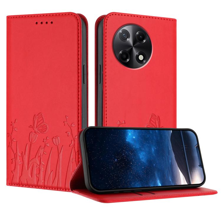 Tulips Butterfly Pattern Magnetic Vegan Leather Phone Case, For Tecno Camon 40 Pro 4G, For Tecno Camon 40 Premier, For Tecno Camon 40, For Tecno Camon 40 Pro 5G, For Tecno Spark 30C 5G / Pop 9 5G, For Tecno Spark Go 1 / Pop 9 4G, For Tecno Camon 30S   ...