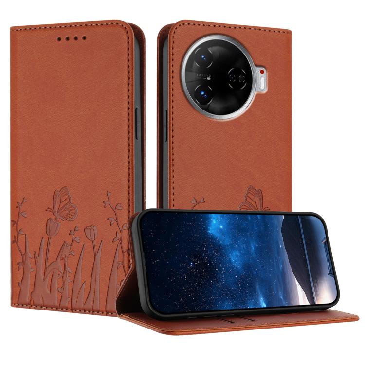 Tulips Butterfly Pattern Magnetic Vegan Leather Phone Case, For Tecno Spark 30 4G, For Tecno Spark 30C 4G, For Tecno Pova 6 Neo 4G, For Tecno Pova 6 / Pova 6 Pro, For Tecno Camon 30 Pro, For Tecno Spark 20 Pro, For Tecno Spark 20 / Spark 20C / Pop 8   ...