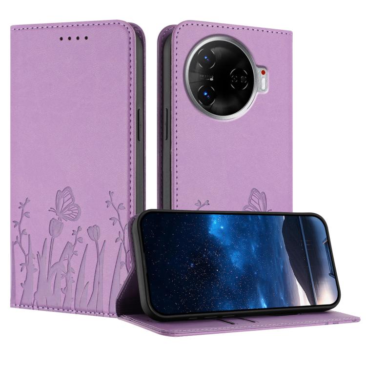 Tulips Butterfly Pattern Magnetic Vegan Leather Phone Case, For Tecno Spark 30 4G, For Tecno Spark 30C 4G, For Tecno Pova 6 Neo 4G, For Tecno Pova 6 / Pova 6 Pro, For Tecno Camon 30 Pro, For Tecno Spark 20 Pro, For Tecno Spark 20 / Spark 20C / Pop 8   ...