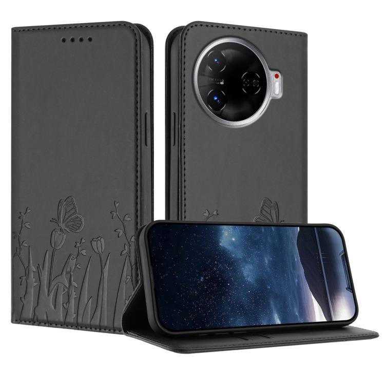 Tulips Butterfly Pattern Magnetic Vegan Leather Phone Case, For Tecno Spark 30 4G, For Tecno Spark 30C 4G, For Tecno Pova 6 Neo 4G, For Tecno Pova 6 / Pova 6 Pro, For Tecno Camon 30 Pro, For Tecno Spark 20 Pro, For Tecno Spark 20 / Spark 20C / Pop 8   ...