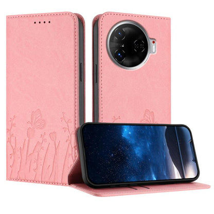 Tulips Butterfly Pattern Magnetic Vegan Leather Phone Case, For Tecno Spark 30 4G, For Tecno Spark 30C 4G, For Tecno Pova 6 Neo 4G, For Tecno Pova 6 / Pova 6 Pro, For Tecno Camon 30 Pro, For Tecno Spark 20 Pro, For Tecno Spark 20 / Spark 20C / Pop 8   ...