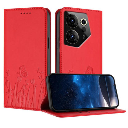 Tulips Butterfly Pattern Magnetic Vegan Leather Phone Case, For Tecno Spark 30 4G, For Tecno Spark 30C 4G, For Tecno Pova 6 Neo 4G, For Tecno Pova 6 / Pova 6 Pro, For Tecno Camon 30 Pro, For Tecno Spark 20 Pro, For Tecno Spark 20 / Spark 20C / Pop 8   ...