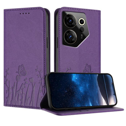 Tulips Butterfly Pattern Magnetic Vegan Leather Phone Case, For Tecno Spark 30 4G, For Tecno Spark 30C 4G, For Tecno Pova 6 Neo 4G, For Tecno Pova 6 / Pova 6 Pro, For Tecno Camon 30 Pro, For Tecno Spark 20 Pro, For Tecno Spark 20 / Spark 20C / Pop 8   ...