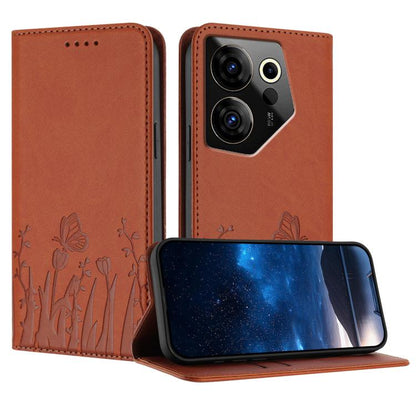 Tulips Butterfly Pattern Magnetic Vegan Leather Phone Case, For Tecno Spark 30 4G, For Tecno Spark 30C 4G, For Tecno Pova 6 Neo 4G, For Tecno Pova 6 / Pova 6 Pro, For Tecno Camon 30 Pro, For Tecno Spark 20 Pro, For Tecno Spark 20 / Spark 20C / Pop 8   ...