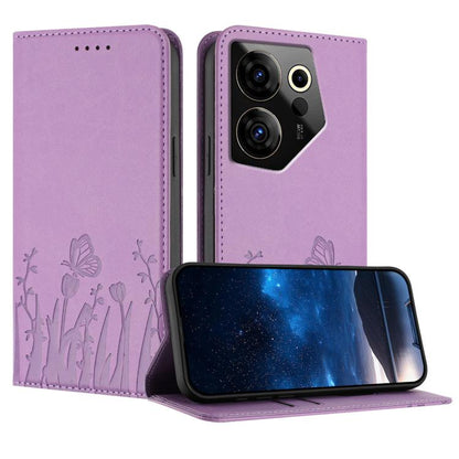 Tulips Butterfly Pattern Magnetic Vegan Leather Phone Case, For Tecno Spark 30 4G, For Tecno Spark 30C 4G, For Tecno Pova 6 Neo 4G, For Tecno Pova 6 / Pova 6 Pro, For Tecno Camon 30 Pro, For Tecno Spark 20 Pro, For Tecno Spark 20 / Spark 20C / Pop 8   ...