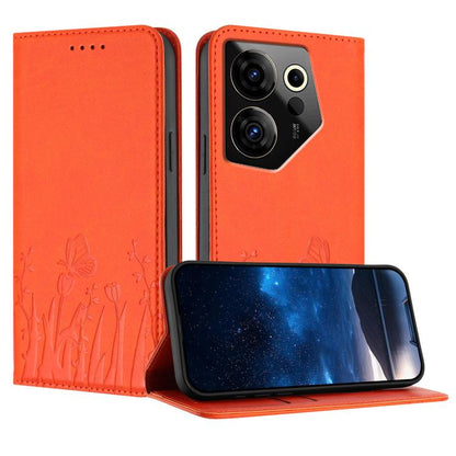 Tulips Butterfly Pattern Magnetic Vegan Leather Phone Case, For Tecno Spark 30 4G, For Tecno Spark 30C 4G, For Tecno Pova 6 Neo 4G, For Tecno Pova 6 / Pova 6 Pro, For Tecno Camon 30 Pro, For Tecno Spark 20 Pro, For Tecno Spark 20 / Spark 20C / Pop 8   ...