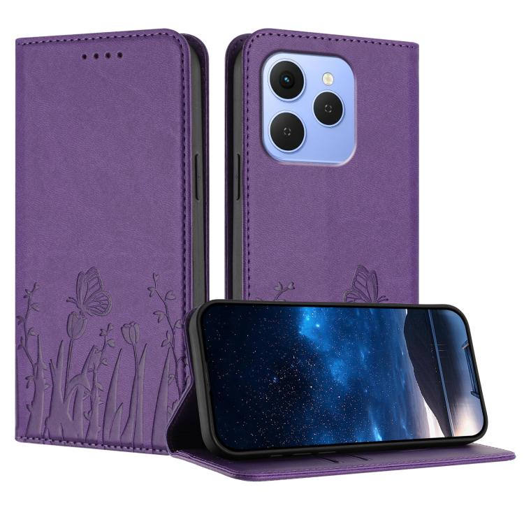 Tulips Butterfly Pattern Magnetic Vegan Leather Phone Case, For Tecno Pova Curve 2 5G, For Tecno Spark Go 3 / Pop 20 4G, For Tecno Spark 50 4G, For Tecno Camon 50 Pro 4G, For Tecno Camon 50 4G, For Tecno Pova Slim / Spark Slim, For Tecno Pova 7 5G     ...