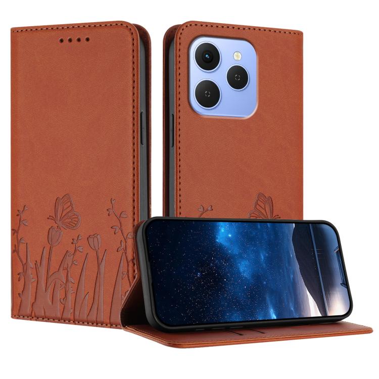 Tulips Butterfly Pattern Magnetic Vegan Leather Phone Case, For Tecno Pova Curve 2 5G, For Tecno Spark Go 3 / Pop 20 4G, For Tecno Spark 50 4G, For Tecno Camon 50 Pro 4G, For Tecno Camon 50 4G, For Tecno Pova Slim / Spark Slim, For Tecno Pova 7 5G     ...