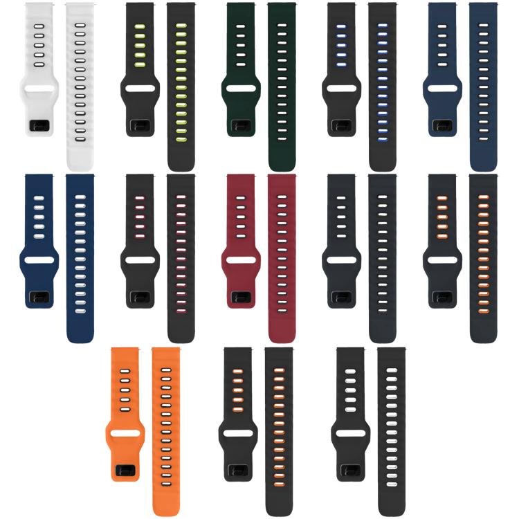 xDfind Flat-head Dual-color Silicone Watch Band, 20mm, 22mm
