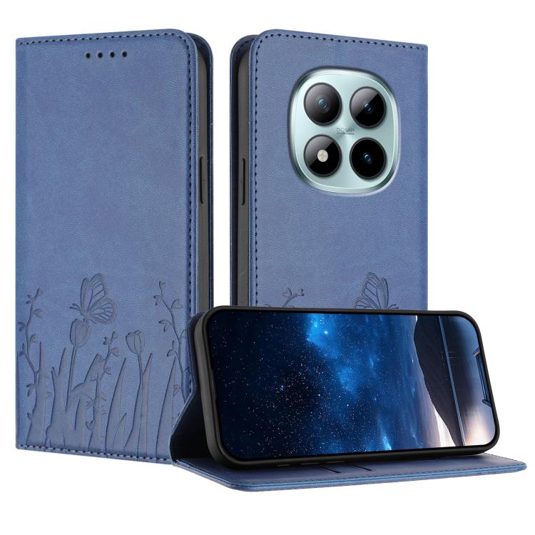 Tulips Butterfly Pattern Magnetic Vegan Leather Phone Case, For Redmi A7 Pro 4G / 5G 171mm / Poco C85x 5G, For Redmi Turbo 5 Max 5G / Poco X8 Pro Max 5G, For Redmi Turbo 5 5G / Poco X8 Pro 5G, For Redmi Note 15 Pro+ 5G 163.3mm / Poco M8 Pro 5G         ...