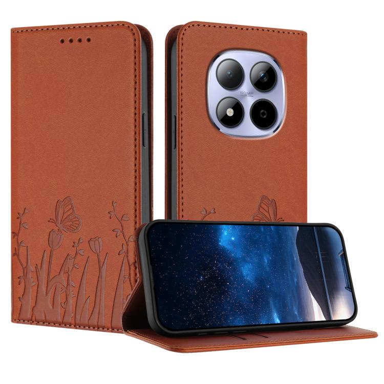Tulips Butterfly Pattern Magnetic Vegan Leather Phone Case, For Redmi A7 Pro 4G / 5G 171mm / Poco C85x 5G, For Redmi Turbo 5 Max 5G / Poco X8 Pro Max 5G, For Redmi Turbo 5 5G / Poco X8 Pro 5G, For Redmi Note 15 Pro+ 5G 163.3mm / Poco M8 Pro 5G         ...