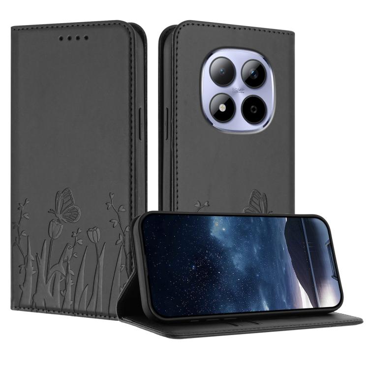 Tulips Butterfly Pattern Magnetic Vegan Leather Phone Case, For Redmi A7 Pro 4G / 5G 171mm / Poco C85x 5G, For Redmi Turbo 5 Max 5G / Poco X8 Pro Max 5G, For Redmi Turbo 5 5G / Poco X8 Pro 5G, For Redmi Note 15 Pro+ 5G 163.3mm / Poco M8 Pro 5G         ...