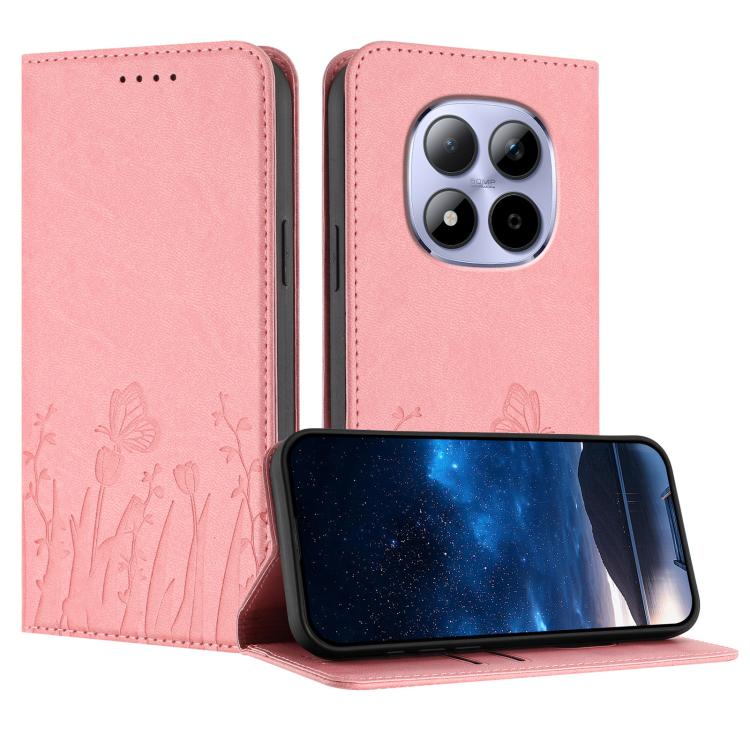 Tulips Butterfly Pattern Magnetic Vegan Leather Phone Case, For Redmi A7 Pro 4G / 5G 171mm / Poco C85x 5G, For Redmi Turbo 5 Max 5G / Poco X8 Pro Max 5G, For Redmi Turbo 5 5G / Poco X8 Pro 5G, For Redmi Note 15 Pro+ 5G 163.3mm / Poco M8 Pro 5G         ...
