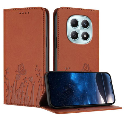 Tulips Butterfly Pattern Magnetic Vegan Leather Phone Case, For Redmi A7 Pro 4G / 5G 171mm / Poco C85x 5G, For Redmi Turbo 5 Max 5G / Poco X8 Pro Max 5G, For Redmi Turbo 5 5G / Poco X8 Pro 5G, For Redmi Note 15 Pro+ 5G 163.3mm / Poco M8 Pro 5G         ...