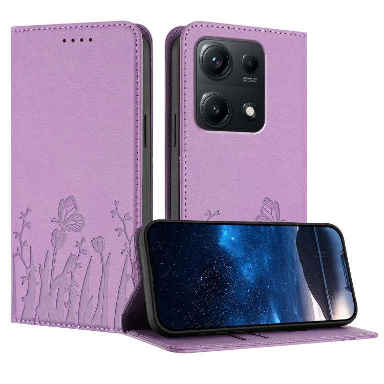 Tulips Butterfly Pattern Magnetic Vegan Leather Phone Case, For Redmi 15 5G Global / 15 4G SEA 169.5mm, For Redmi 15 5G / 4G EU 171mm, For Redmi 15C 5G / 4G Global 171mm / Poco C85 4G, For Redmi A5 4G 173.3mm, For Redmi A5 4G 171.7mm                   ...