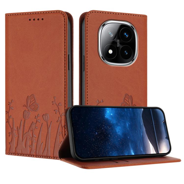 Tulips Butterfly Pattern Magnetic Vegan Leather Phone Case, For Redmi 15 5G Global / 15 4G SEA 169.5mm, For Redmi 15 5G / 4G EU 171mm, For Redmi 15C 5G / 4G Global 171mm / Poco C85 4G, For Redmi A5 4G 173.3mm, For Redmi A5 4G 171.7mm                   ...