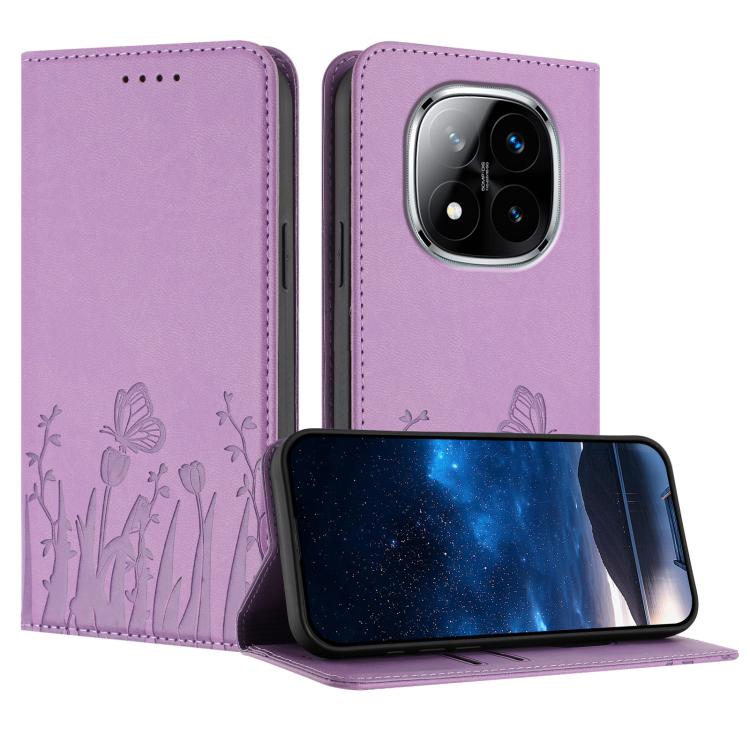 Tulips Butterfly Pattern Magnetic Vegan Leather Phone Case, For Redmi 15 5G Global / 15 4G SEA 169.5mm, For Redmi 15 5G / 4G EU 171mm, For Redmi 15C 5G / 4G Global 171mm / Poco C85 4G, For Redmi A5 4G 173.3mm, For Redmi A5 4G 171.7mm                   ...