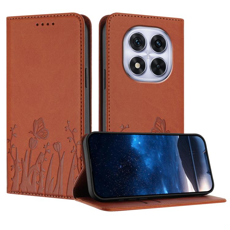 Tulips Butterfly Pattern Magnetic Vegan Leather Phone Case, For Redmi Note 14 5G / Poco M7 Pro 5G, For Redmi Note 14 Pro 4G, For Redmi Note 14 4G 163.25mm, For Redmi K70 Ultra, For Redmi 13 4G / 5G / Note 13R / Poco M6 Plus 5G                          ...