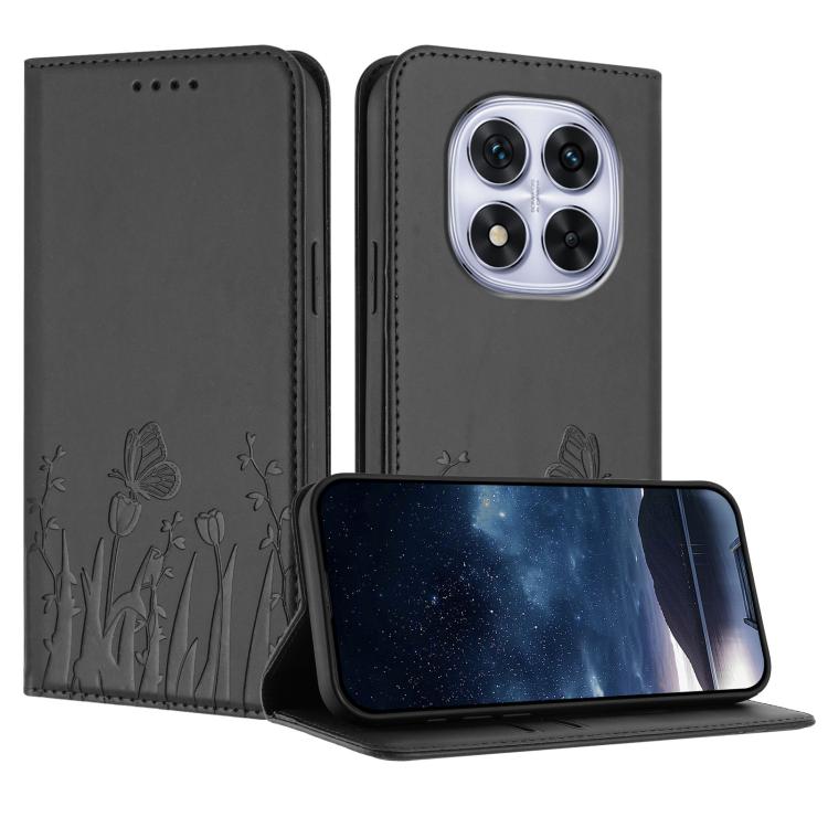 Tulips Butterfly Pattern Magnetic Vegan Leather Phone Case, For Redmi Note 14 5G / Poco M7 Pro 5G, For Redmi Note 14 Pro 4G, For Redmi Note 14 4G 163.25mm, For Redmi K70 Ultra, For Redmi 13 4G / 5G / Note 13R / Poco M6 Plus 5G                          ...