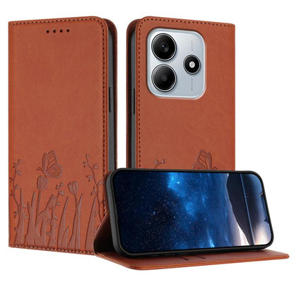 Tulips Butterfly Pattern Magnetic Vegan Leather Phone Case, For Redmi Note 14 5G / Poco M7 Pro 5G, For Redmi Note 14 Pro 4G, For Redmi Note 14 4G 163.25mm, For Redmi K70 Ultra, For Redmi 13 4G / 5G / Note 13R / Poco M6 Plus 5G                          ...