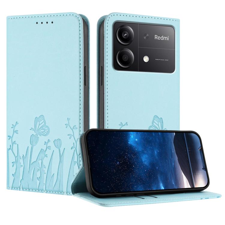 Tulips Butterfly Pattern Magnetic Vegan Leather Phone Case, For Redmi Note 14 5G / Poco M7 Pro 5G, For Redmi Note 14 Pro 4G, For Redmi Note 14 4G 163.25mm, For Redmi K70 Ultra, For Redmi 13 4G / 5G / Note 13R / Poco M6 Plus 5G                          ...