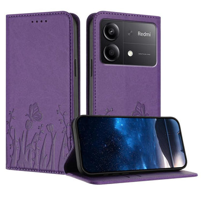Tulips Butterfly Pattern Magnetic Vegan Leather Phone Case, For Redmi Note 14 5G / Poco M7 Pro 5G, For Redmi Note 14 Pro 4G, For Redmi Note 14 4G 163.25mm, For Redmi K70 Ultra, For Redmi 13 4G / 5G / Note 13R / Poco M6 Plus 5G                          ...