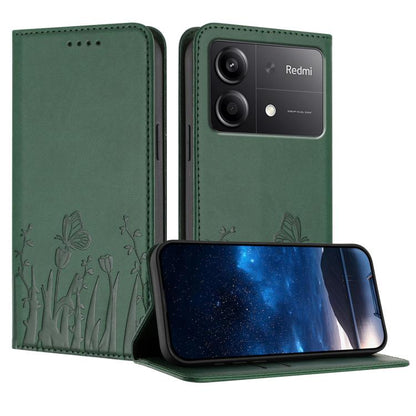 Tulips Butterfly Pattern Magnetic Vegan Leather Phone Case, For Redmi Note 14 5G / Poco M7 Pro 5G, For Redmi Note 14 Pro 4G, For Redmi Note 14 4G 163.25mm, For Redmi K70 Ultra, For Redmi 13 4G / 5G / Note 13R / Poco M6 Plus 5G                          ...