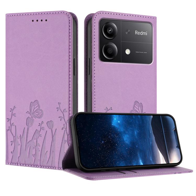 Tulips Butterfly Pattern Magnetic Vegan Leather Phone Case, For Redmi Note 14 5G / Poco M7 Pro 5G, For Redmi Note 14 Pro 4G, For Redmi Note 14 4G 163.25mm, For Redmi K70 Ultra, For Redmi 13 4G / 5G / Note 13R / Poco M6 Plus 5G                          ...