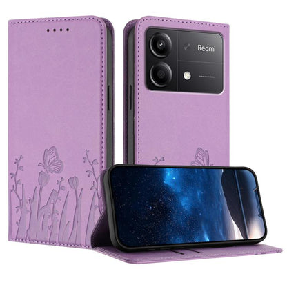 Tulips Butterfly Pattern Magnetic Vegan Leather Phone Case, For Redmi Note 14 5G / Poco M7 Pro 5G, For Redmi Note 14 Pro 4G, For Redmi Note 14 4G 163.25mm, For Redmi K70 Ultra, For Redmi 13 4G / 5G / Note 13R / Poco M6 Plus 5G                          ...
