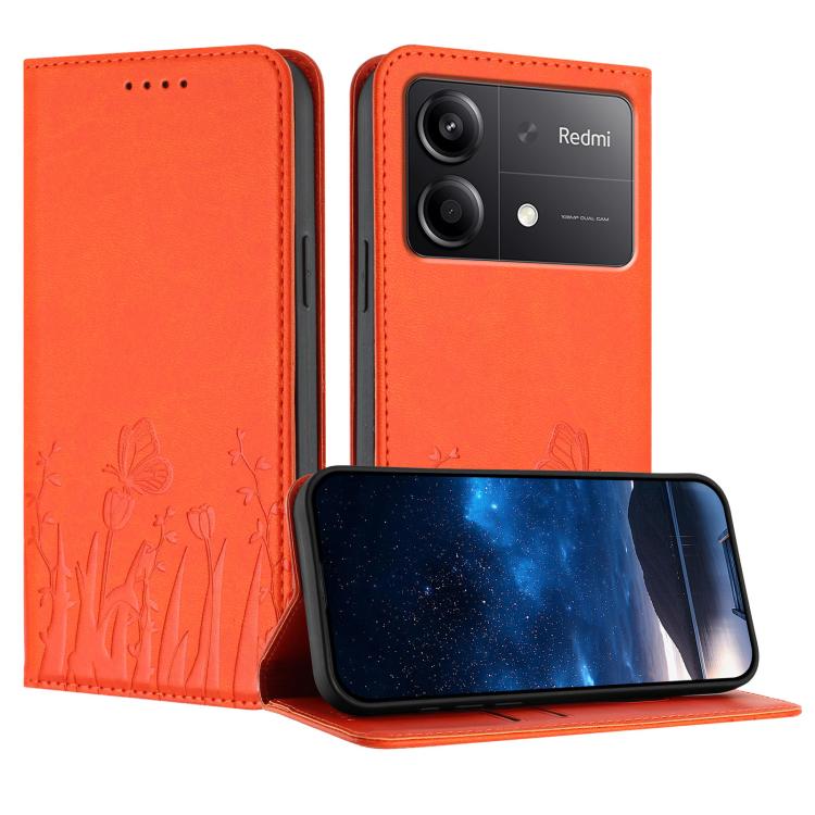 Tulips Butterfly Pattern Magnetic Vegan Leather Phone Case, For Redmi Note 14 5G / Poco M7 Pro 5G, For Redmi Note 14 Pro 4G, For Redmi Note 14 4G 163.25mm, For Redmi K70 Ultra, For Redmi 13 4G / 5G / Note 13R / Poco M6 Plus 5G                          ...