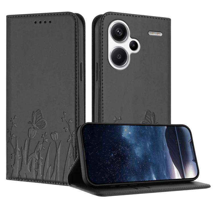 Tulips Butterfly Pattern Magnetic Vegan Leather Phone Case, For Redmi 13C 4G / 5G / Poco C65 / Poco M6 5G, For Redmi Note 13 4G, For Redmi K70E / Poco X6 Pro, For Redmi Note 13 Pro 5G / Xiaomi Poco X6, For Redmi Note 13 5G, For Redmi Note 13 Pro+      ...