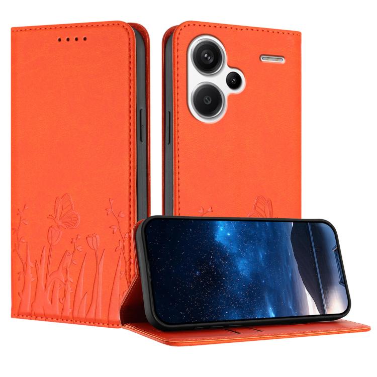 Tulips Butterfly Pattern Magnetic Vegan Leather Phone Case, For Redmi 13C 4G / 5G / Poco C65 / Poco M6 5G, For Redmi Note 13 4G, For Redmi K70E / Poco X6 Pro, For Redmi Note 13 Pro 5G / Xiaomi Poco X6, For Redmi Note 13 5G, For Redmi Note 13 Pro+      ...